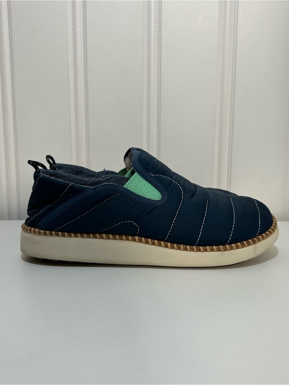 Olukai x rumpl ku’i mino navy blue Quilted Slip on loafer slippers women’s 7